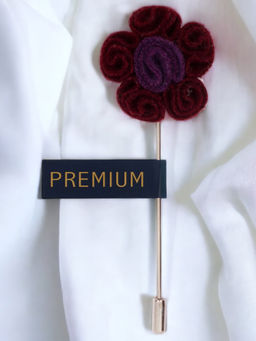 PELUCHE - Flower in Flower Maroon Brooch Lapel Pin For Men