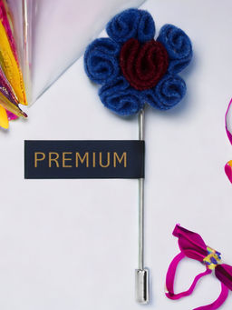 PELUCHE - Flower in Flower Blue Brooch Lapel Pin For Men