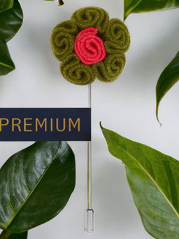 PELUCHE - Flower in Flower Olive Brooch Lapel Pin For Men
