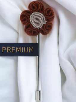 PELUCHE - Flower in Flower Brown Brooch Lapel Pin For Men