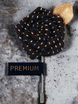 PELUCHE - Floral Pentagon Black Brooch Lapel Pin For Men