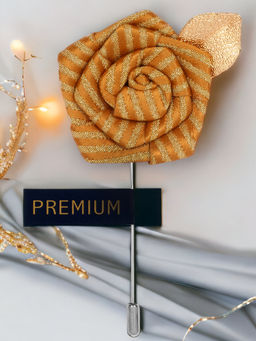 PELUCHE - Floral Pentagon Mustard Brooch Lapel Pin For Men