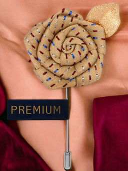 PELUCHE - Floral Pentagon Cream Brooch Lapel Pin For Men