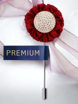 PELUCHE - Floral Charm Red Brooch Lapel Pin For Men