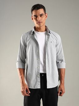Tommy Hilfiger - White Checks Regular Fit Poplin Woven Shirt