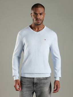 Tommy Hilfiger - Men Blue Cotton Full Sleeves Sweatshirt