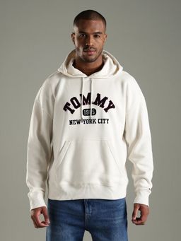 Tommy Hilfiger - Men White Cotton Full Sleeves Hoodie