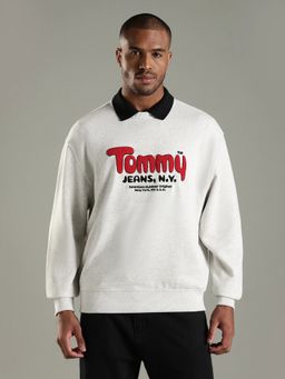 Tommy Hilfiger - Men Grey Cotton Full Sleeves Sweatshirt