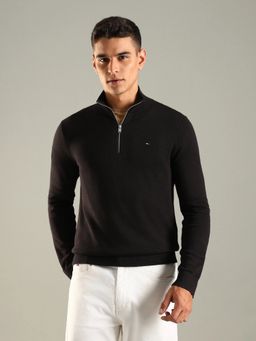 Tommy Hilfiger - Men Black Cotton Full Sleeves Sweatshirt