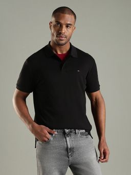Tommy Hilfiger - Solid Regular Fit Cotton Polo T-Shirt-Black