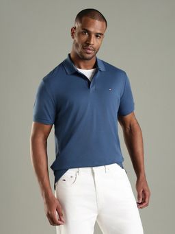 Tommy Hilfiger - Solid Regular Fit Cotton Polo T-Shirt-Blue