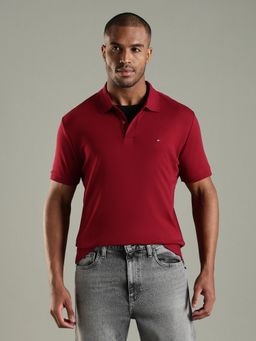 Tommy Hilfiger - Solid Regular Fit Cotton Polo T-Shirt-Red