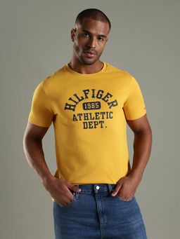 Tommy Hilfiger - Typography Regular Fit Cotton T-Shirt-Yellow