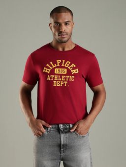 Tommy Hilfiger - Typography Regular Fit Cotton T-Shirt-Red