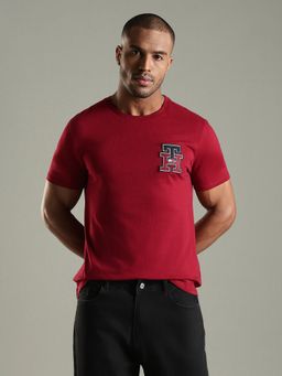 Tommy Hilfiger - Solid Regular Fit Cotton T-Shirt-Red