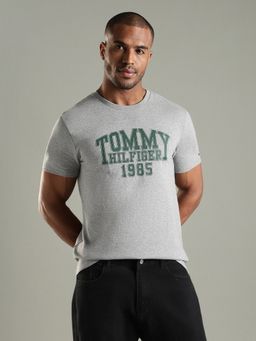 Tommy Hilfiger - Typography Regular Fit Cotton T-Shirt-Grey