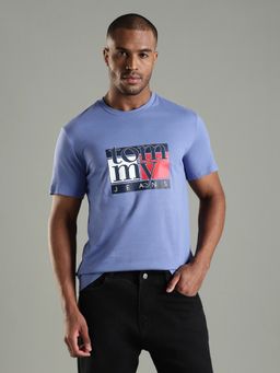 Tommy Hilfiger - Typography Slim Fit Cotton T-Shirt-Blue