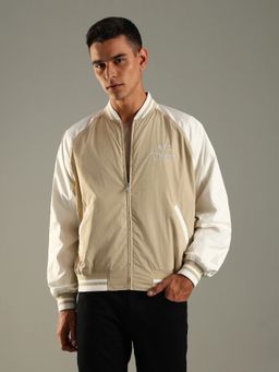 Tommy Hilfiger - Beige Embroidered Regular Fit Nylon Jacket
