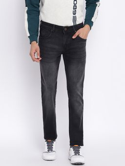Cantabil - Solid Black Regular Fit Denim Jeans