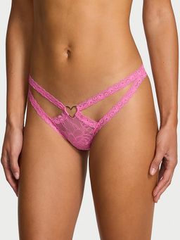 Victoria's Secret - Pink Very Sexy Lace Heart Hardware Strappy Thong Panty