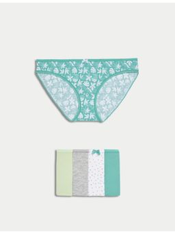 Marks & Spencer - Green Cotton Lycra Bikini Knickers Briefs (Pack of 5)