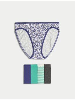 Marks & Spencer - Multi-Color Cotton Lycra High Leg Knickers Briefs (Pack of 5)