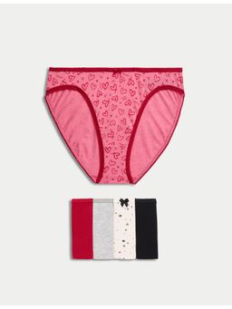 Marks & Spencer - Pink Cotton Lycra High Leg Knickers Briefs (Pack of 5)