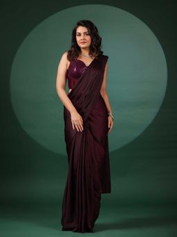 B'Infinite - Amethyst Pre Draped Saree with Stitched Blouse