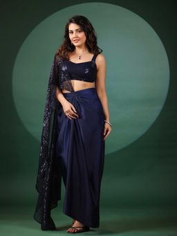 B'Infinite - Sapphire Dazzling Pre Draped Saree with Stitched Blouse