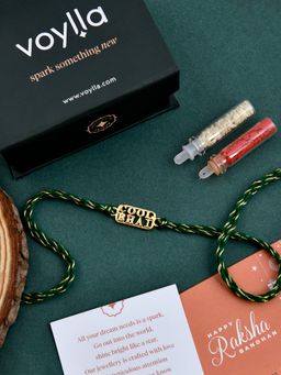 Voylla - 925 Sterling Silver Micron Cool Bhai Rakhi with Roli Chawal & Card (Set of 3)