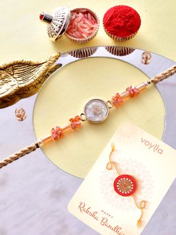 Voylla - Bejewelled Thread Rakhi with Roli Chawal & Card for Brother (Set of 3)