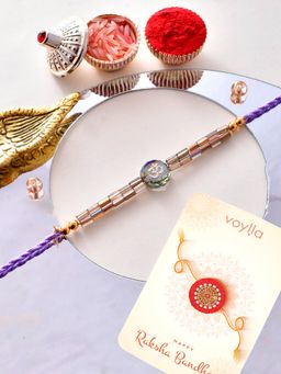 Voylla - Bejewelled Thread Rakhi with Roli Chawal & Card for Brother (Set of 3)