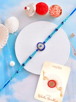 Voylla - Evil Eye Thread Rakhi with Roli Chawal & Card for Brother (Set of 3)