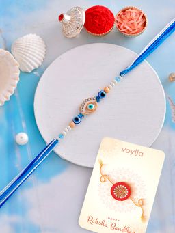 Voylla - Evil Eye Thread Rakhi with Roli Chawal & Card for Brother (Set of 3)