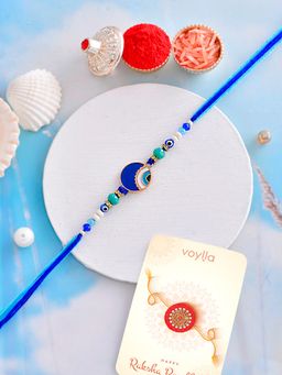 Voylla - Evil Eye Thread Rakhi with Roli Chawal & Card for Brother (Set of 3)