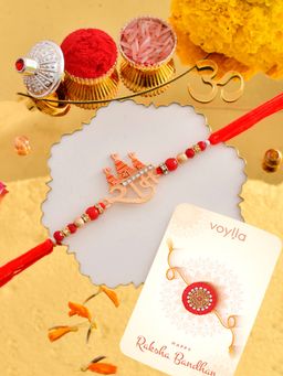 Voylla - Lord Ram Beaded Rakhi with Roli Chawal & Card for Brother (Set of 3)