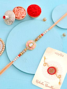 Voylla - Bejewelled Thread Rakhi with Roli Chawal & Card for Brother (Set of 3)
