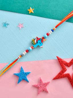 Voylla - Unicorn Charm Colourful Threads Beaded Rakhi for Kids