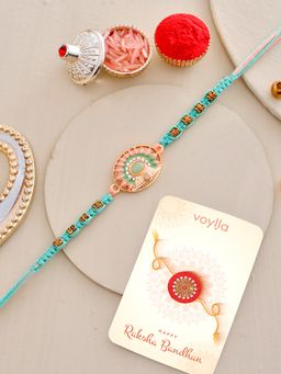 Voylla - Design Beaded Rakhi with Roli Chawal & Card for Brother (Set of 3)