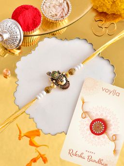 Voylla - Beads Studded Thread Rakhi with Roli Chawal and Card for Brother (Set of 3)