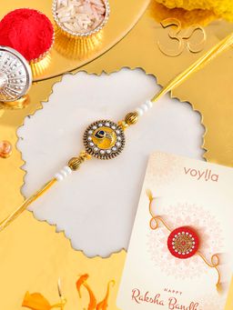 Voylla - Studded Thread Rakhi with Roli Chawal and Card for Brother (Set of 3)