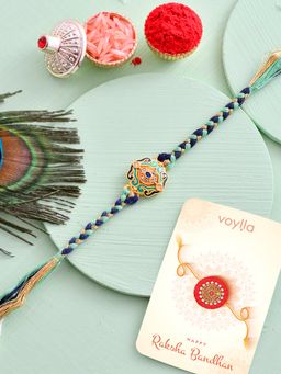 Voylla - Enamelled Thread Rakhi with Roli Chawal and Card for Brother (Set of 3)