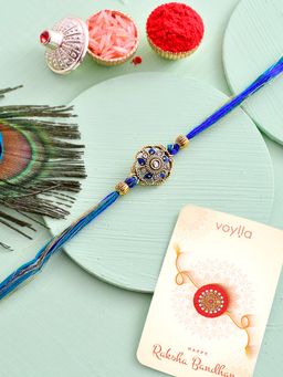 Voylla - Enamelled Thread Rakhi with Roli Chawal and Card for Brother (Set of 3)