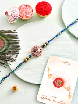 Voylla - Divine Krishna Thread Rakhi with Roli Chawal & Card for Brother (Set of 3)