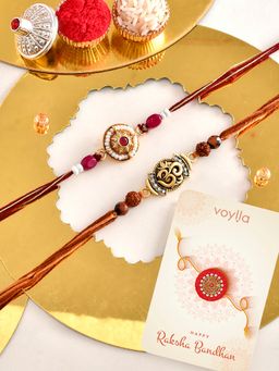 Voylla - Traditional & Divine Thread Rakhi with Roli Chawal & Card (Set of 4)