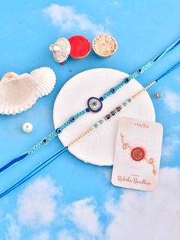 Voylla - Evil Eye Charms Rakhi with Roli Chawal & Card (Set of 4)
