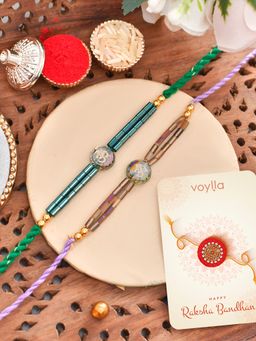 Voylla - Divine Thread Rakhi with Roli Chawal & Card (Set of 4)
