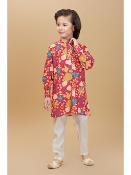 Mini Stitch - Boys Cotton Blend Floral Printed Kurta & Pant