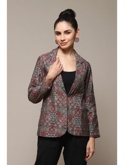 Biba - Grey Poly Viscose Printed Jacket