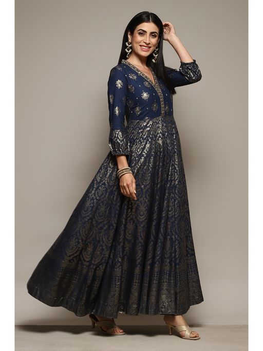 biba blue dress Buy Earthy Blue Cotton Floral Tiered Dress Online at Biba India